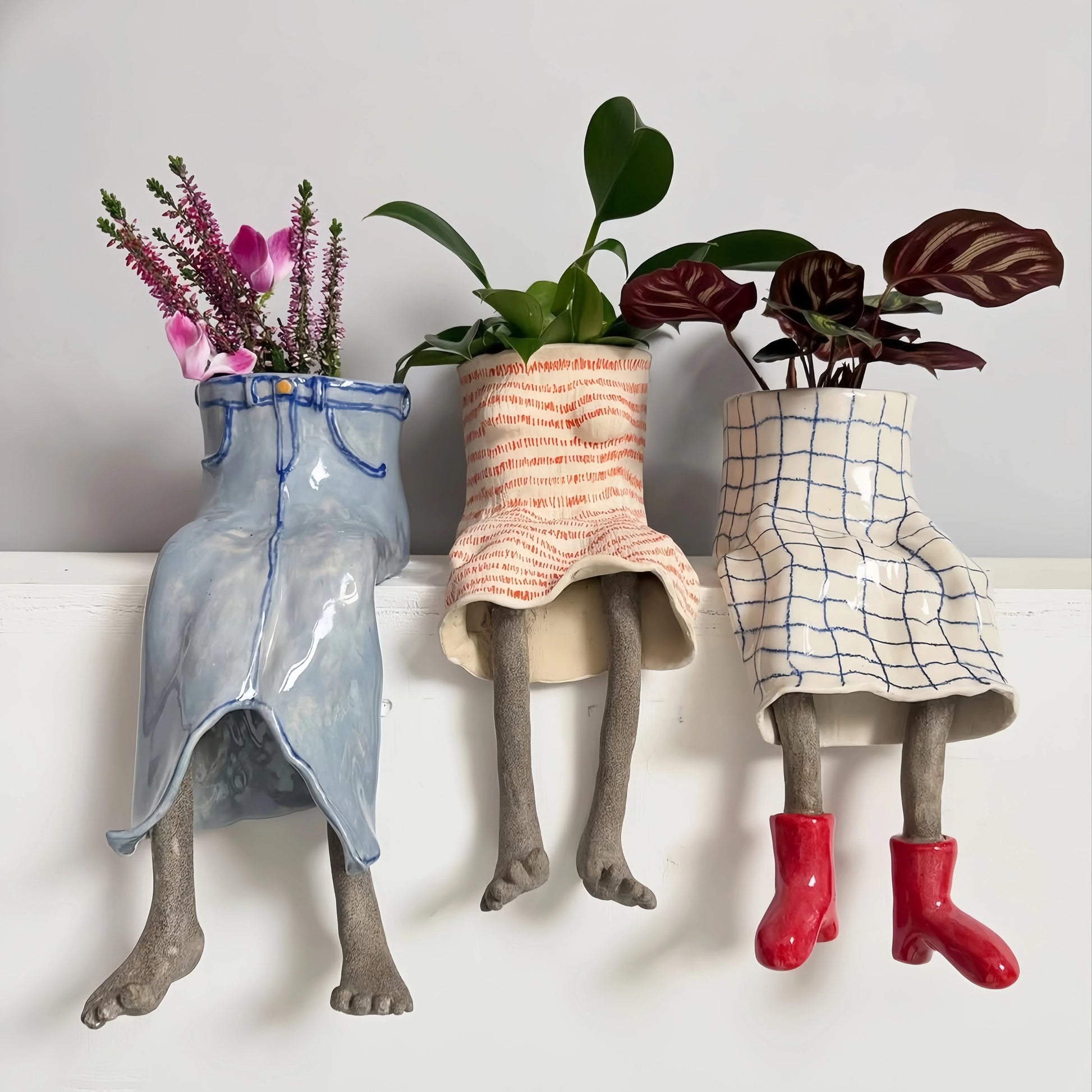Outdoor Creative Sitting Planter Collection for Garden Display