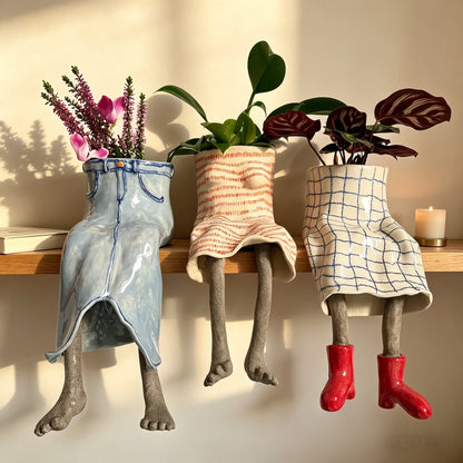 Outdoor Creative Sitting Planter Collection for Garden Display