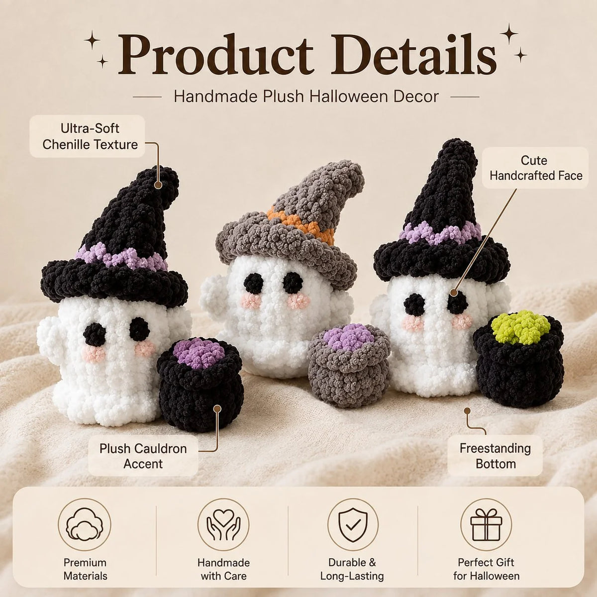 Purpose-Built Crochet Witch Ghost Decor – Cute, Cozy &