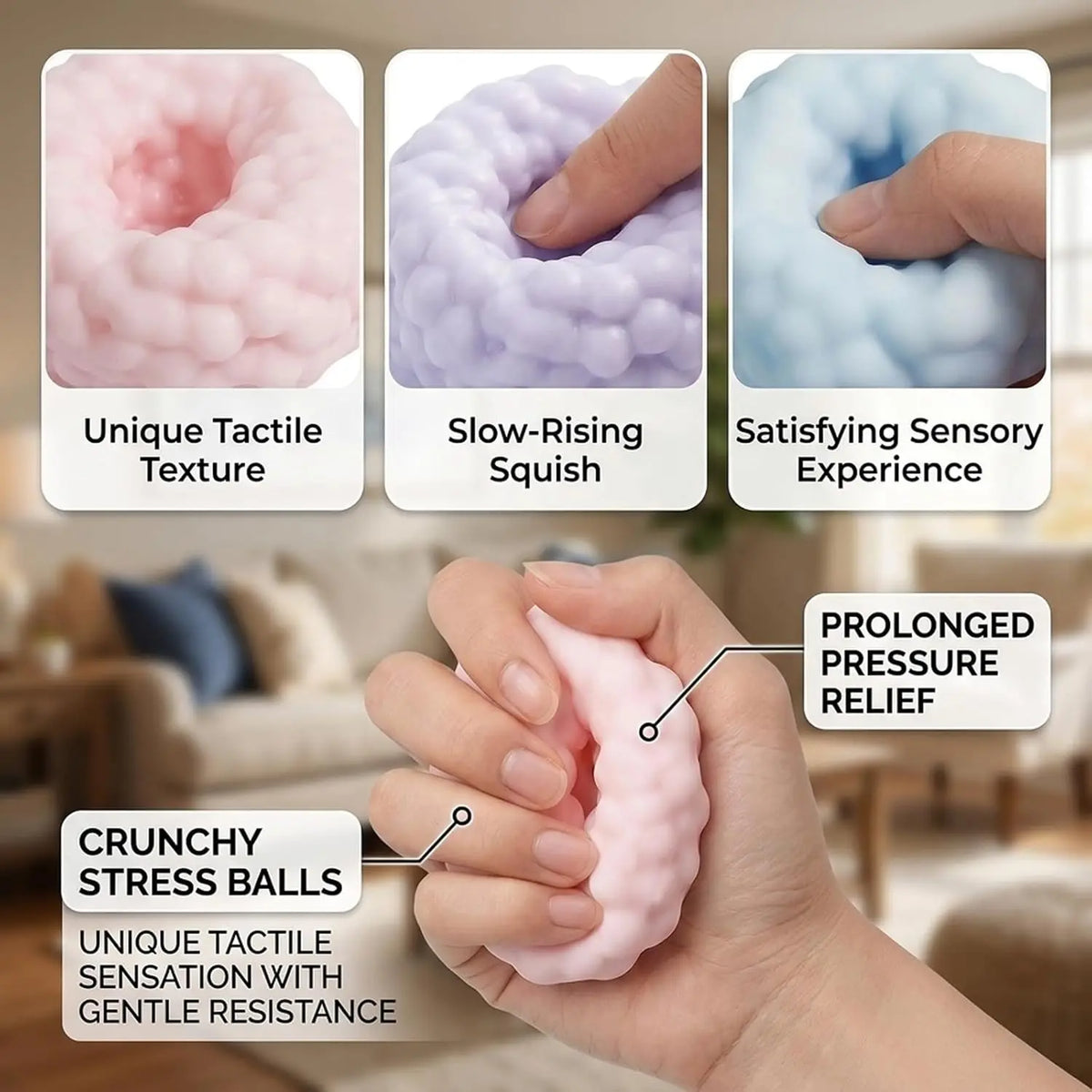 Soft Crunch-Texture Squeeze Balls for Calming Hands