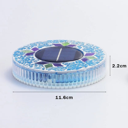 4-Pack Solar Mosaic Disc Lights for Outdoor Paths and Gardens
