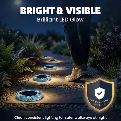 4-Pack Solar Mosaic Disc Lights for Outdoor Paths and Gardens