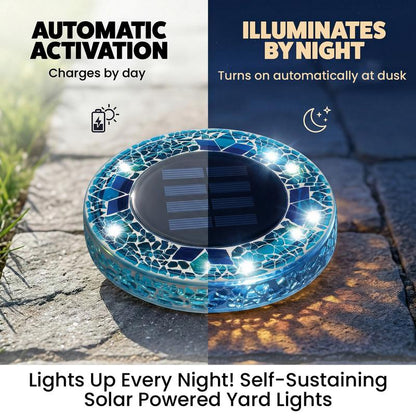 4-Pack Solar Mosaic Disc Lights for Outdoor Paths and Gardens