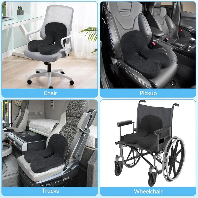 Vehicle-Ready Non-Slip Memory Foam Seat Cushion – Sciatica Relief
