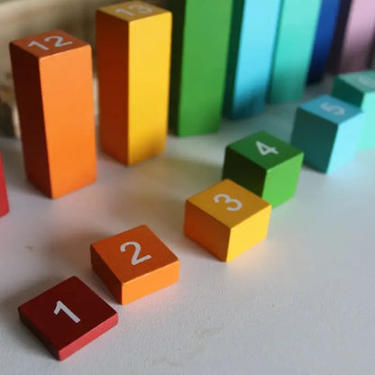 Hands-On Montessori Rainbow Counting Blocks – Wooden Number Learning