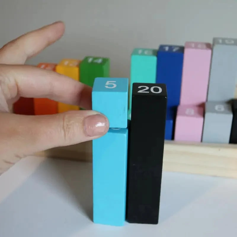 Hands-On Montessori Rainbow Counting Blocks – Wooden Number Learning