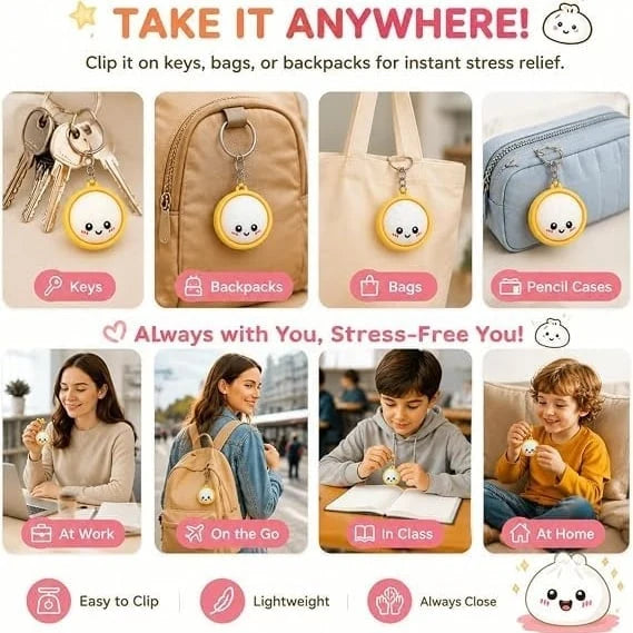 Purpose-Built Cute Dumpling Pressable Fidget Keychain – Adorable