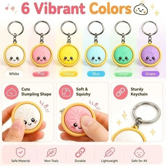 Purpose-Built Cute Dumpling Pressable Fidget Keychain – Adorable