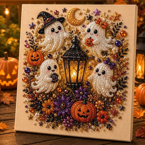 Hands-On Cute Ghost Pearl Art DIY Kit (8 × 8 in) for Creative Play