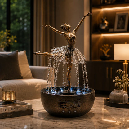 Ballerina Fountain Lamp with a Cascading Water Display