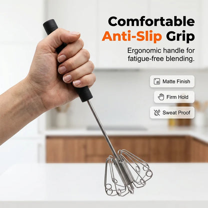 Stainless Steel Semi-Automatic Handheld Egg Whisk Tool