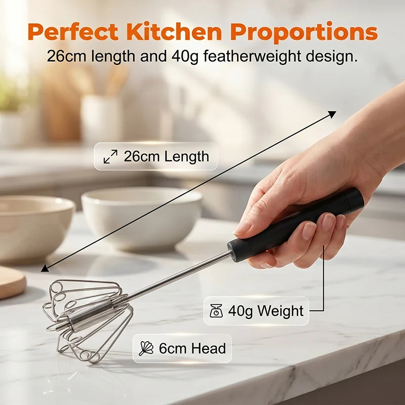 Stainless Steel Semi-Automatic Handheld Egg Whisk Tool