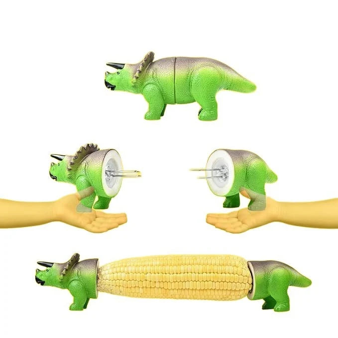 Space-Saving Dinosaur Corn Holders – Steel Prongs for Tidy Storage