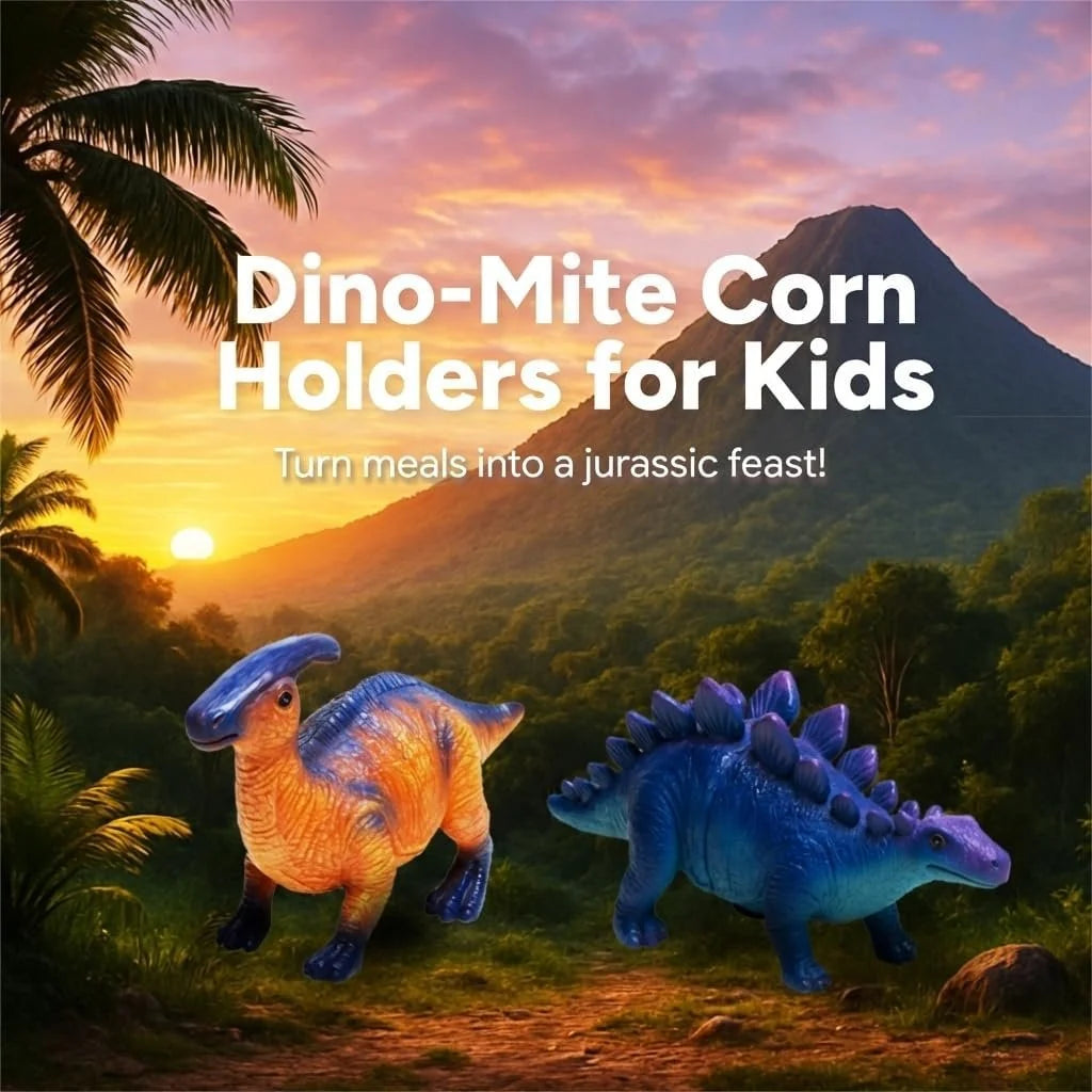 Space-Saving Dinosaur Corn Holders – Steel Prongs for Tidy Storage