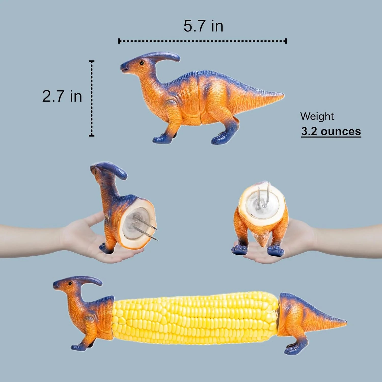 Space-Saving Dinosaur Corn Holders – Steel Prongs for Tidy Storage