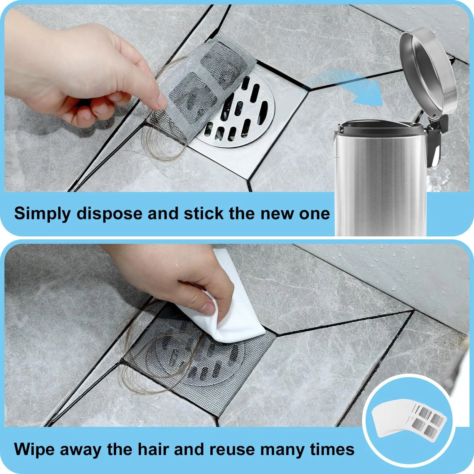 Task-Ready Disposable Drain Hair Catcher Mesh Stickers for Home Upkeep