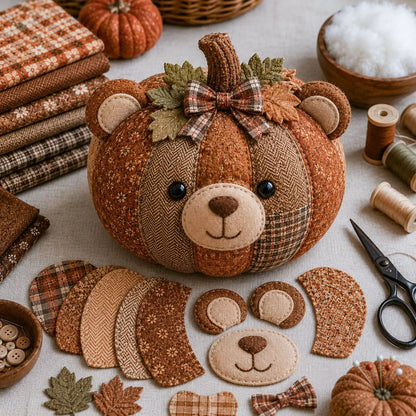 Make-Your-Own Pumpkin Animal Sewing Set for Autumn Crafting