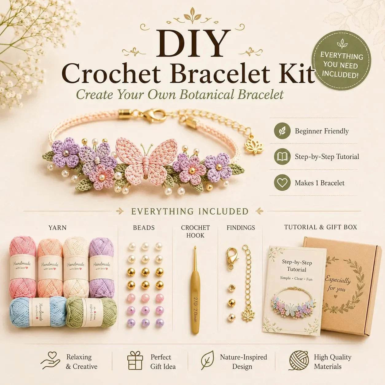 Hands-On DIY Nature-Inspired Crochet Bracelet Kit for Creative Play