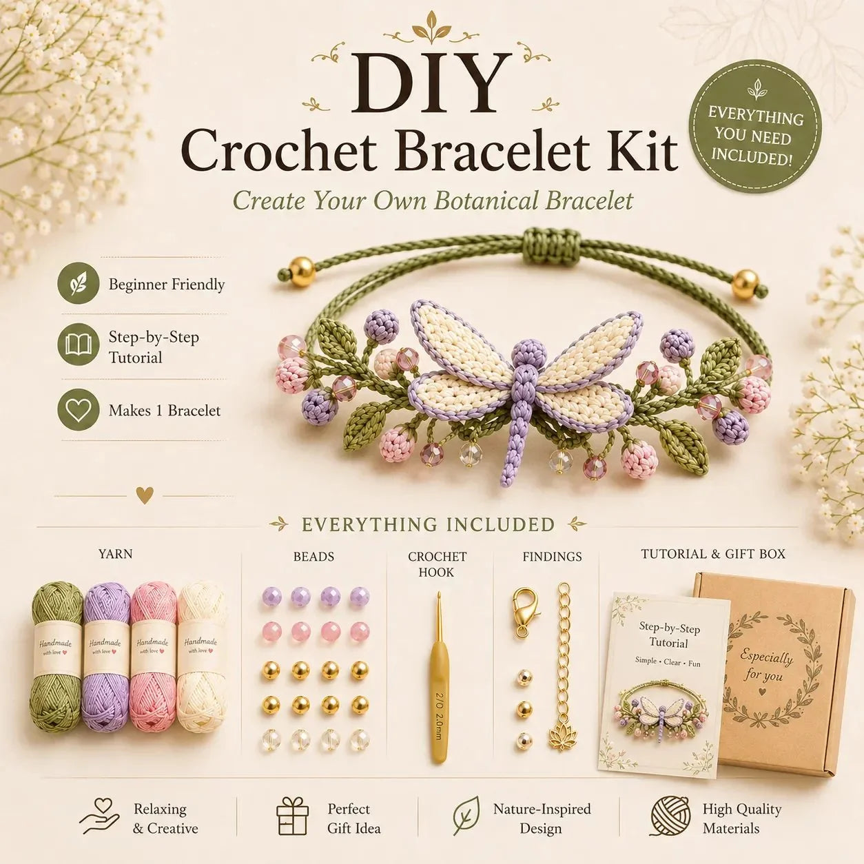 Hands-On DIY Nature-Inspired Crochet Bracelet Kit for Creative Play