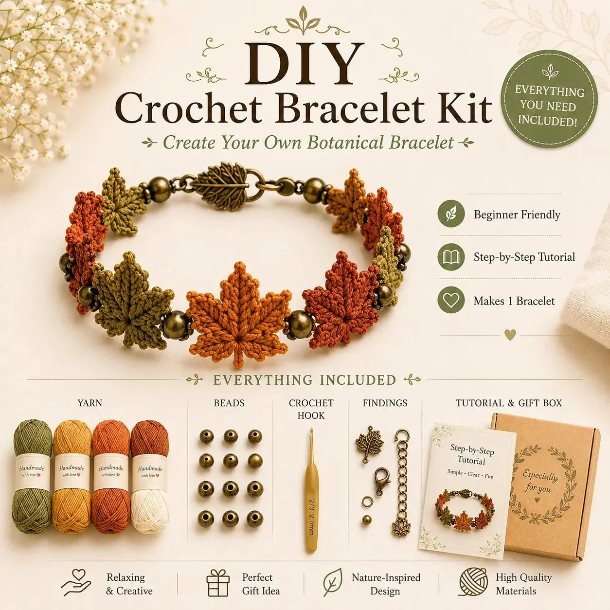Hands-On DIY Nature-Inspired Crochet Bracelet Kit for Creative Play