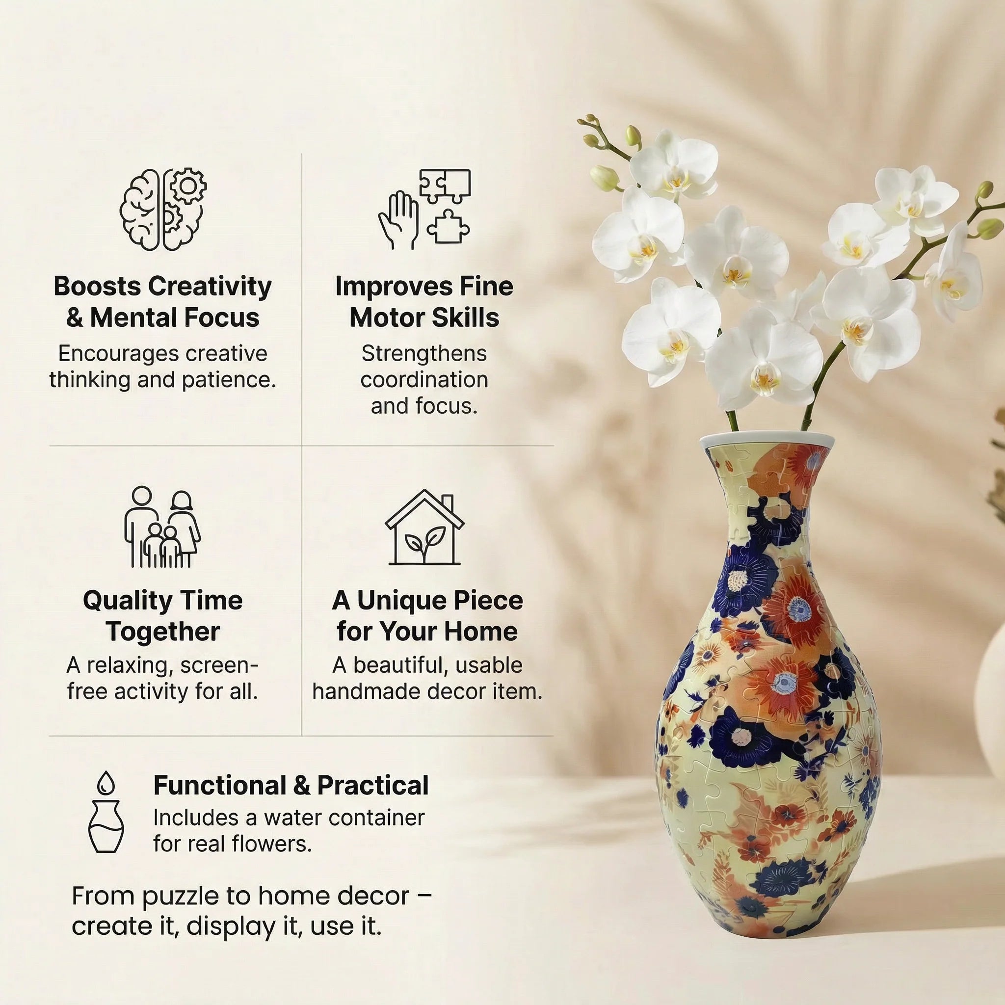 Hands-On DIY Puzzle Flower Vase for Creative Play