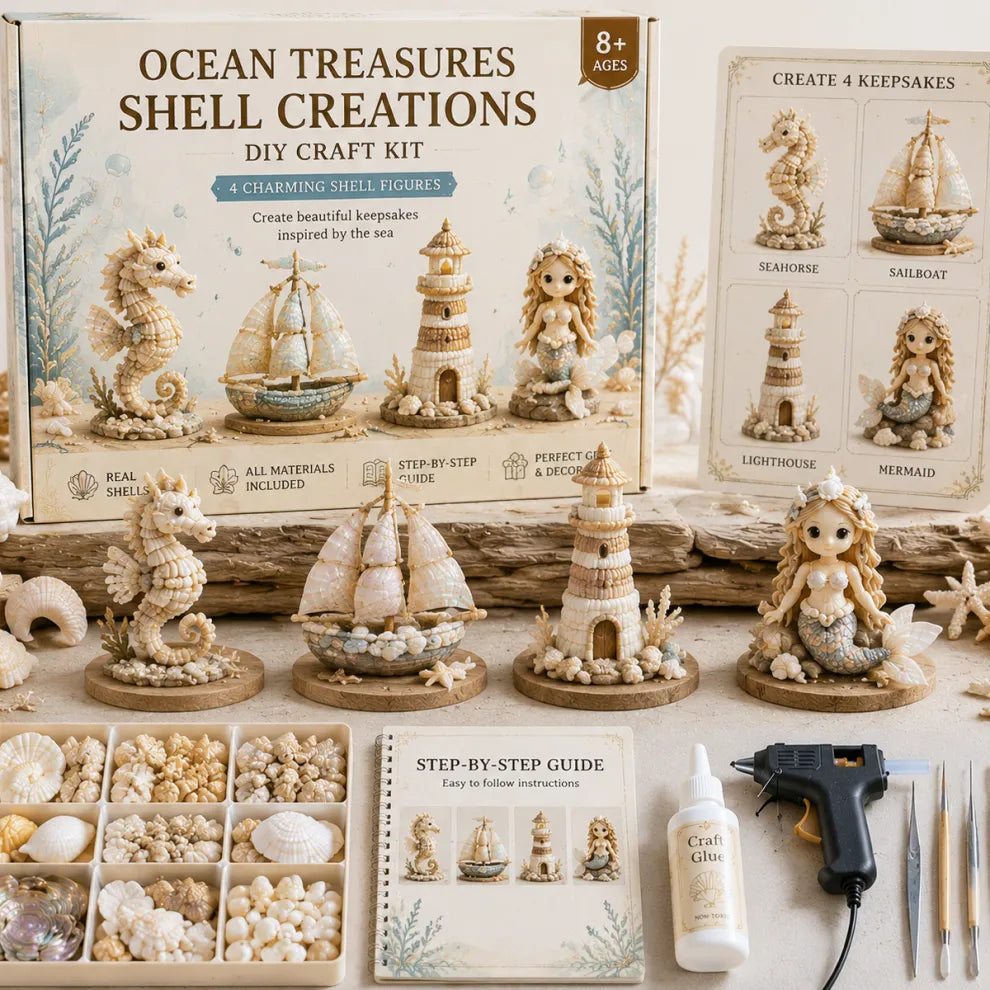 Hands-On DIY Seashell Craft Kit – Create Ocean-Inspired Shell Figures
