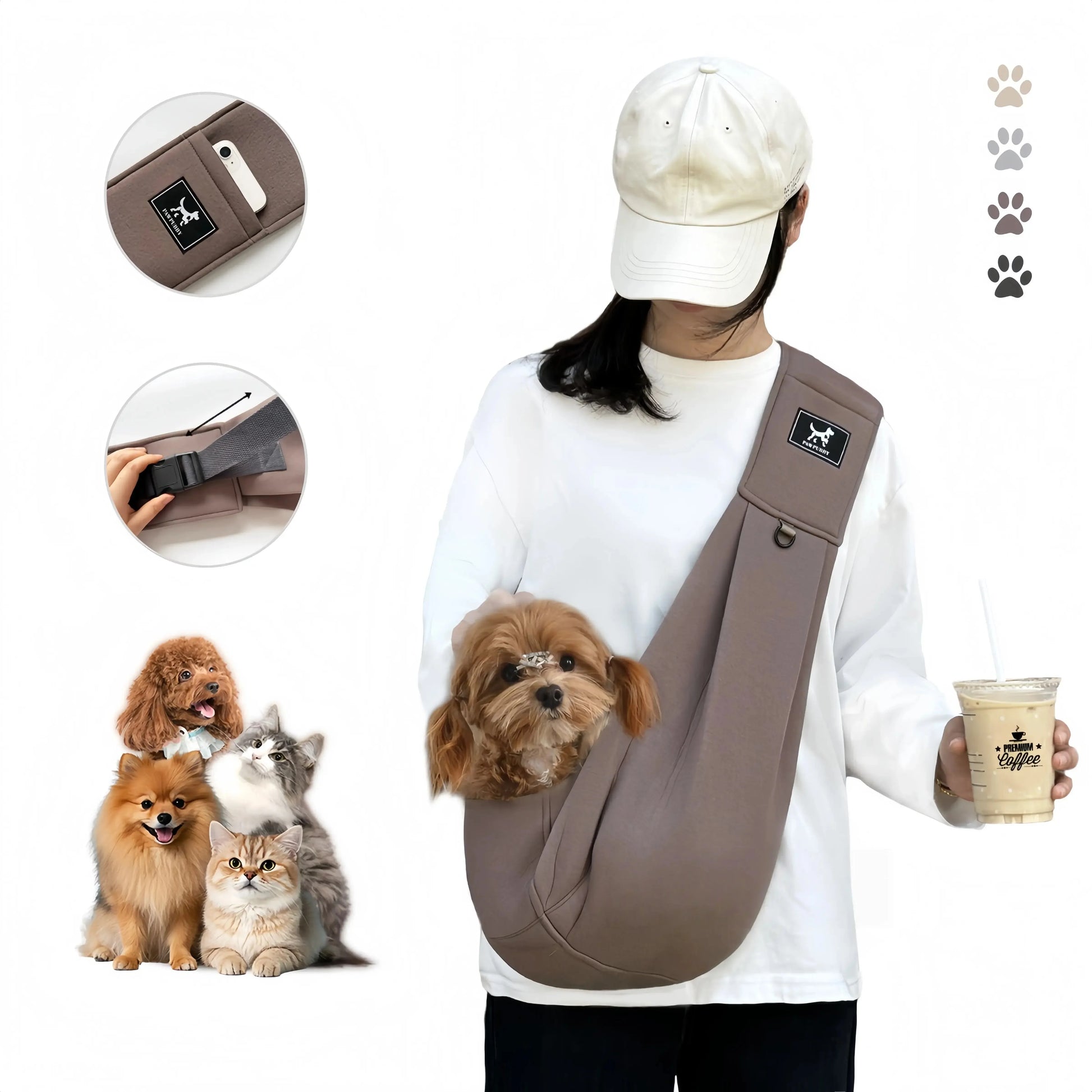 Vehicle-Ready Dog & Cat Sling Carrier - Adjustable Padded
