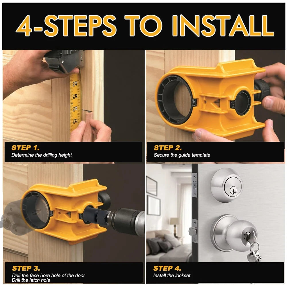 Hands-On Door Lock Installation Jig Kit – Wood Door Knob & Deadbolt