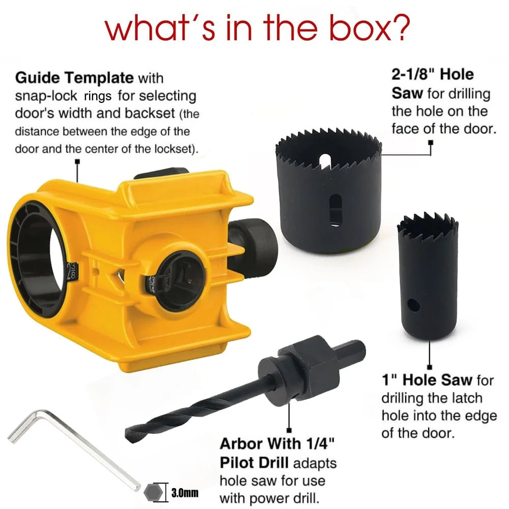 Hands-On Door Lock Installation Jig Kit – Wood Door Knob & Deadbolt