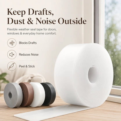 Space-Saving 16.4Ft Door Weather Stripping – Adhesive Draft Stopper