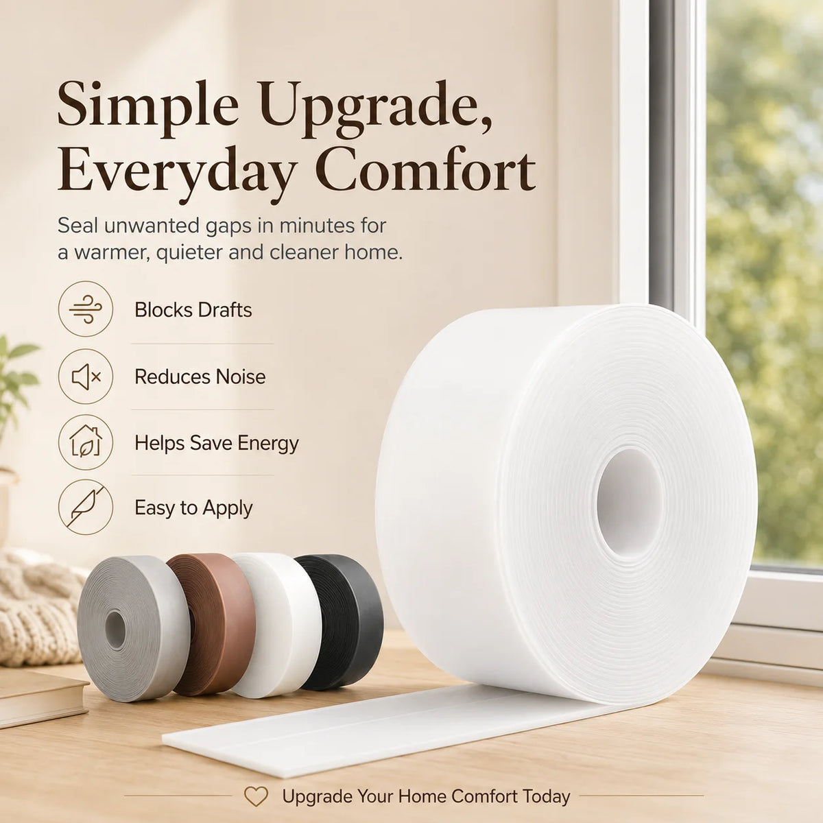 Space-Saving 16.4Ft Door Weather Stripping – Adhesive Draft Stopper