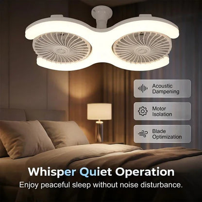 Decorative Double-Head LED Ceiling Fan with Light, 3 Speeds &