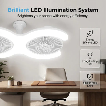 Decorative Double-Head LED Ceiling Fan with Light, 3 Speeds &