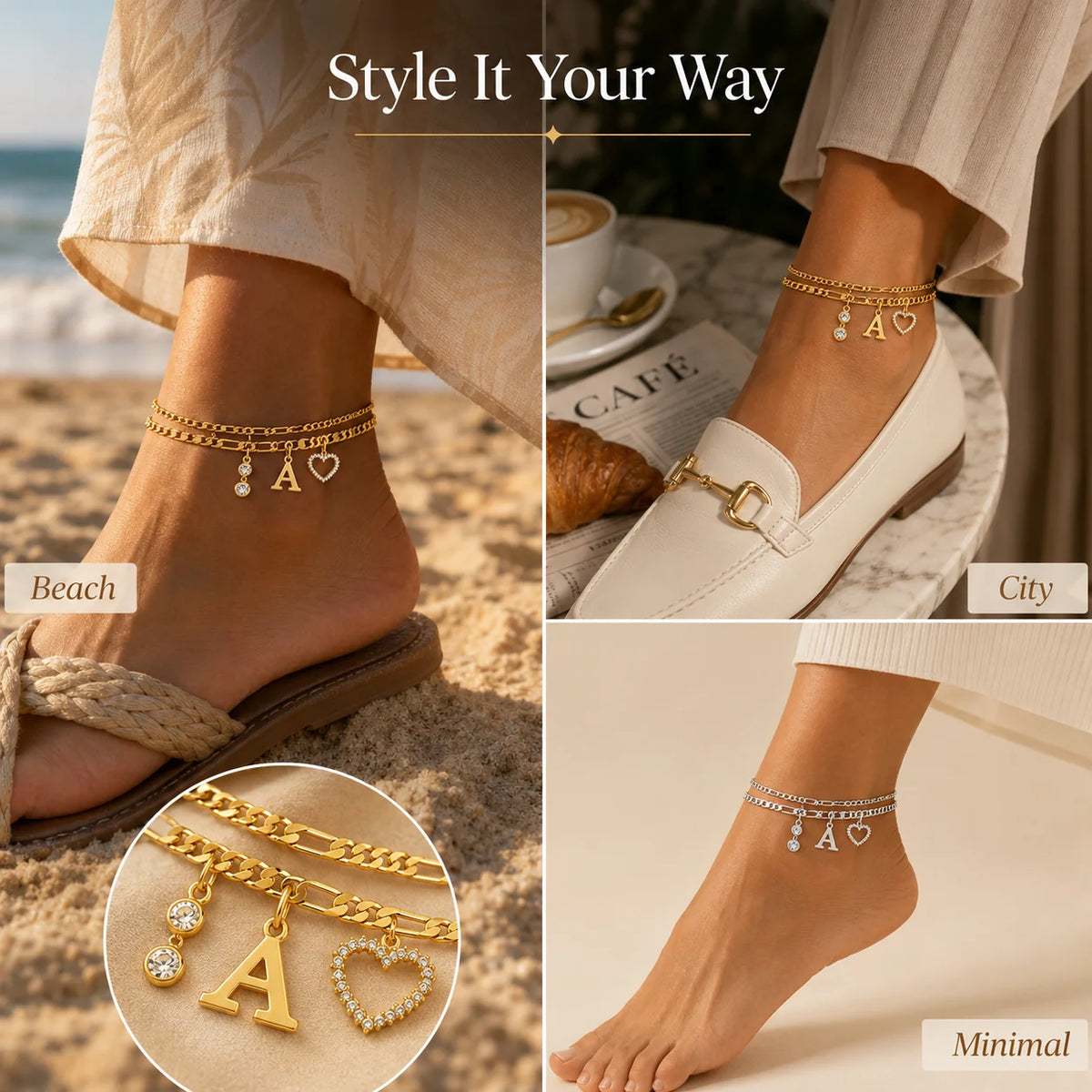 Purpose-Built 14k-Gold Plated-Double-Layer 26-Letter-Tone Chain