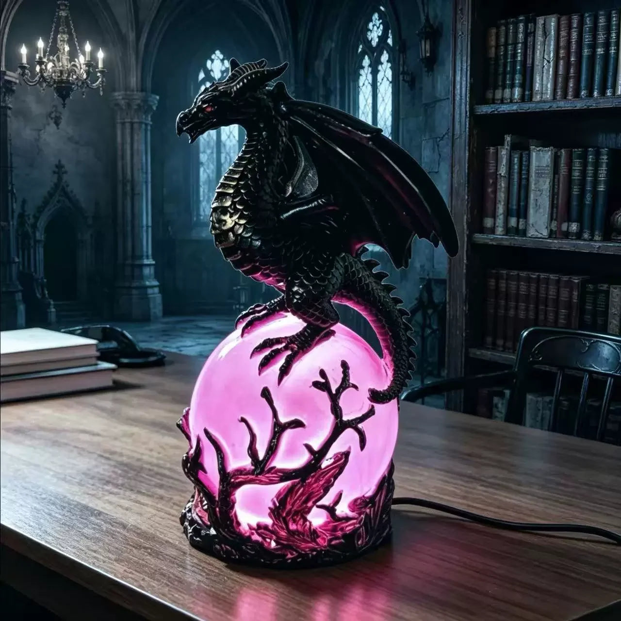 Gothic Dragon Orb Lamp with a Colorful LED Crystal Glow