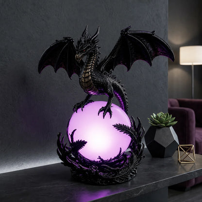 Gothic Dragon Orb Lamp with a Colorful LED Crystal Glow