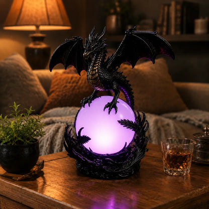 Gothic Dragon Orb Lamp with a Colorful LED Crystal Glow