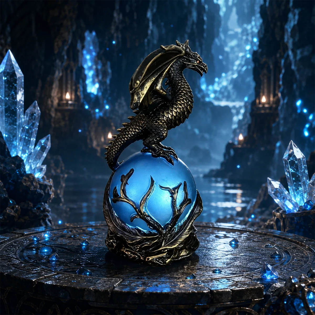 Gothic Dragon Orb Lamp with a Colorful LED Crystal Glow