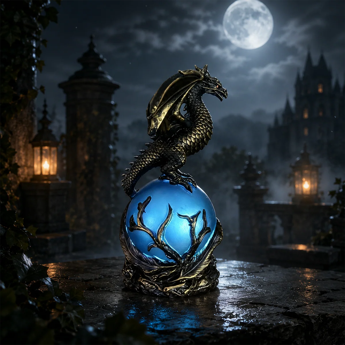 Gothic Dragon Orb Lamp with a Colorful LED Crystal Glow