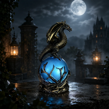 Gothic Dragon Orb Lamp with a Colorful LED Crystal Glow