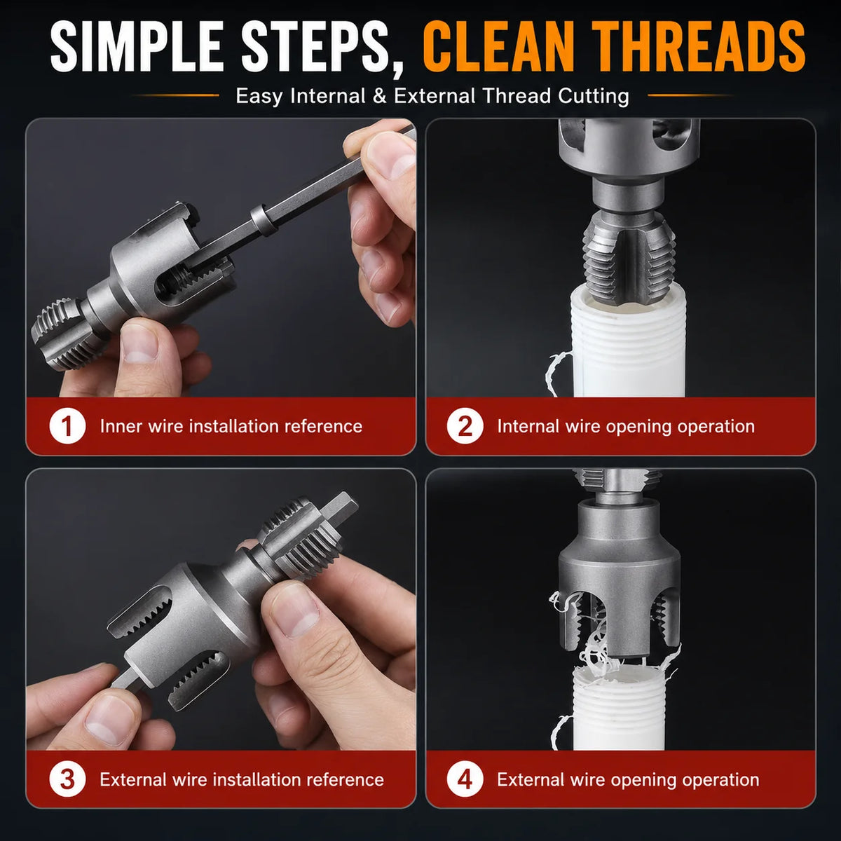 Purpose-Built Drill-Powered Pipe Thread Cutting Bit – Internal &