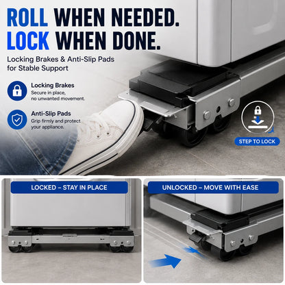 Purpose-Built 2-Pack Telescopic Appliance Dolly, Lockable Wheels, 4cm