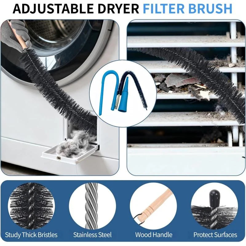 Flexible Brush Set for Clearing Lint from Dryer Vents