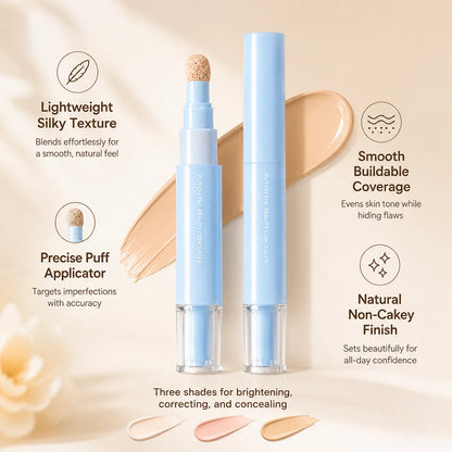 Dual-Effect Concealer and Powder Foundation for Portable Coverage