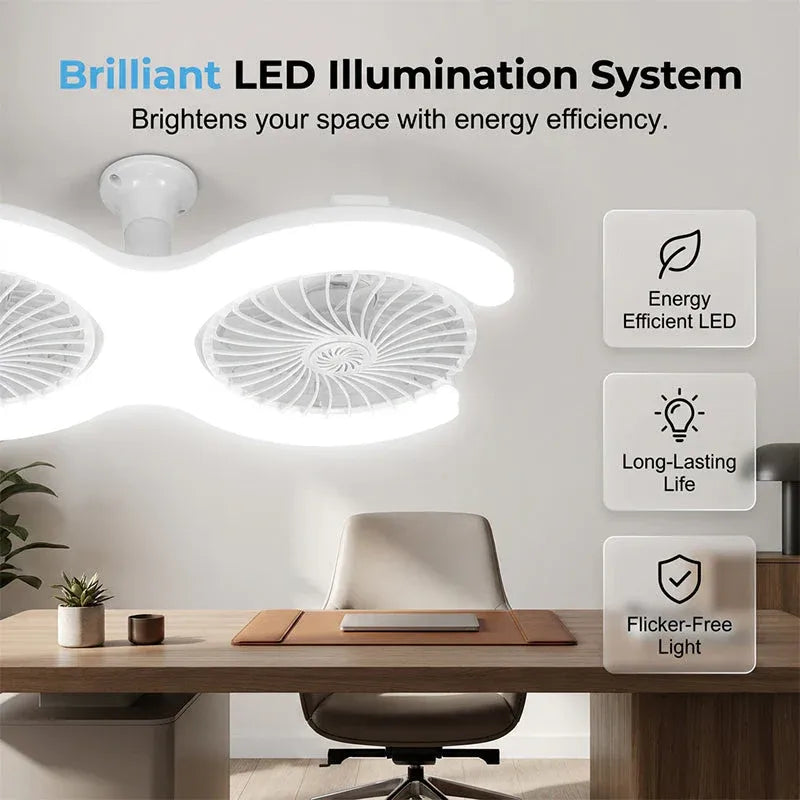 Decorative Dual-Head LED Ceiling Fan with Light for Focused Lighting