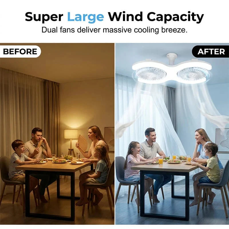 Decorative Dual-Head LED Ceiling Fan with Light for Focused Lighting