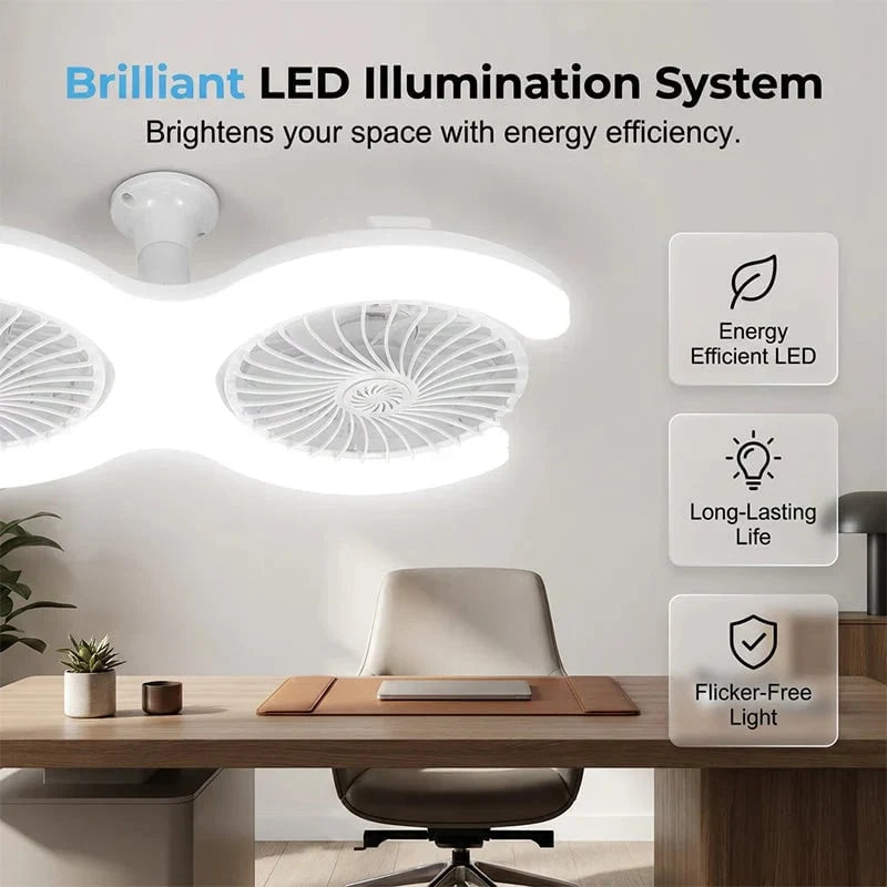 Decorative Dual-Head LED Ceiling Fan with Light for Focused Lighting