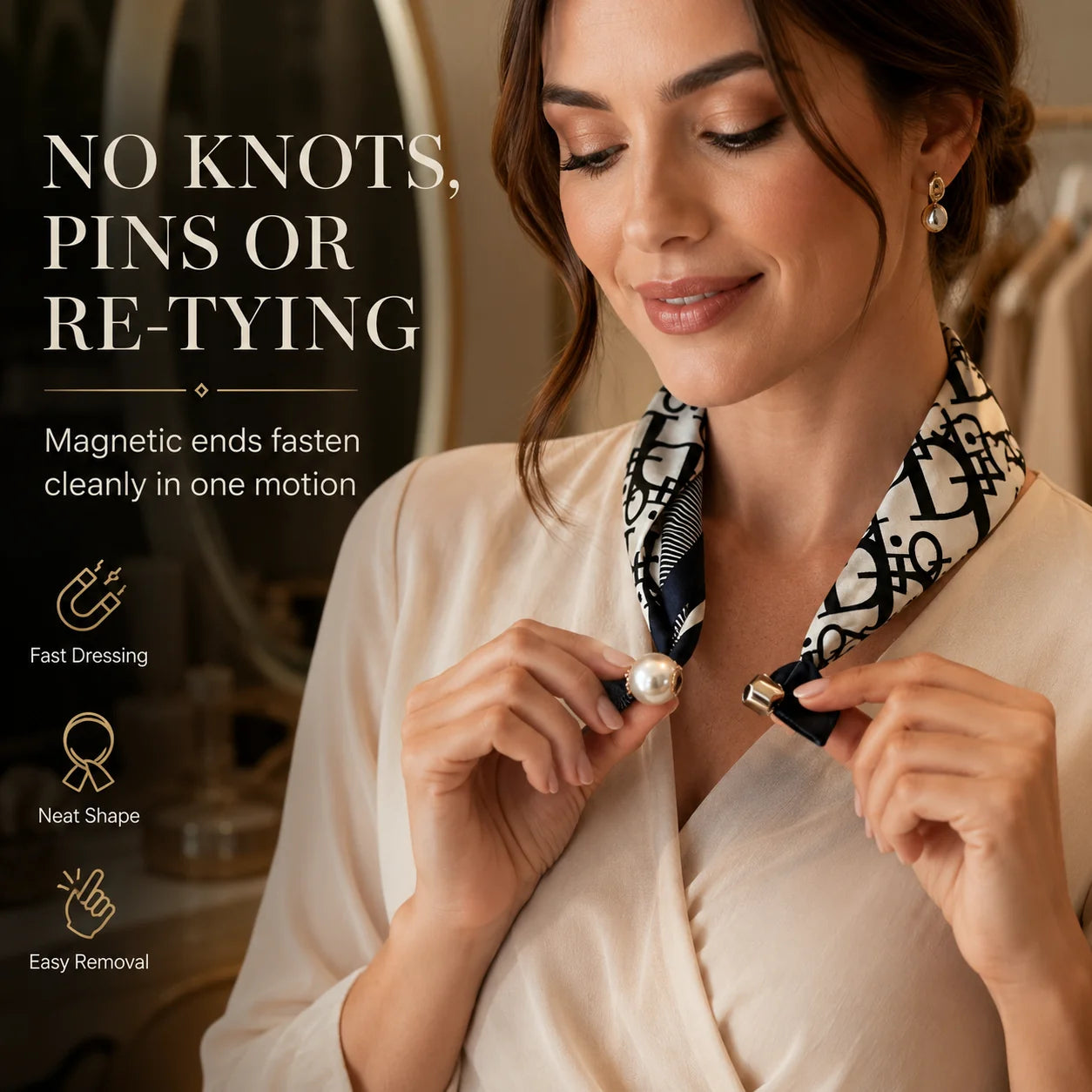 Pearl Necklace Scarf with an Easy Pop-On Design
