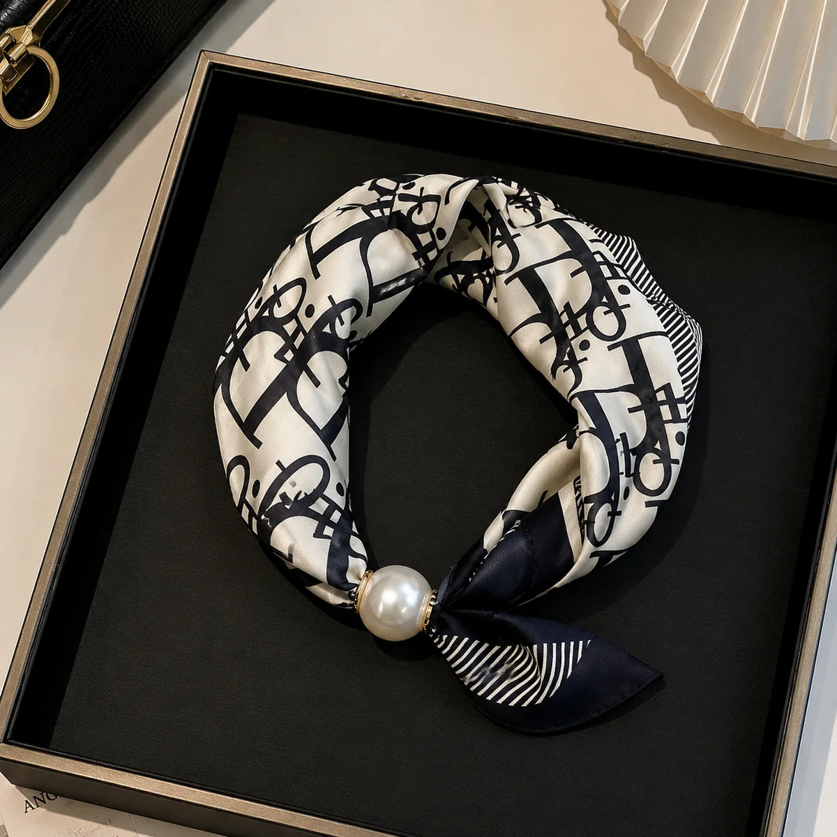 Pearl Necklace Scarf with an Easy Pop-On Design