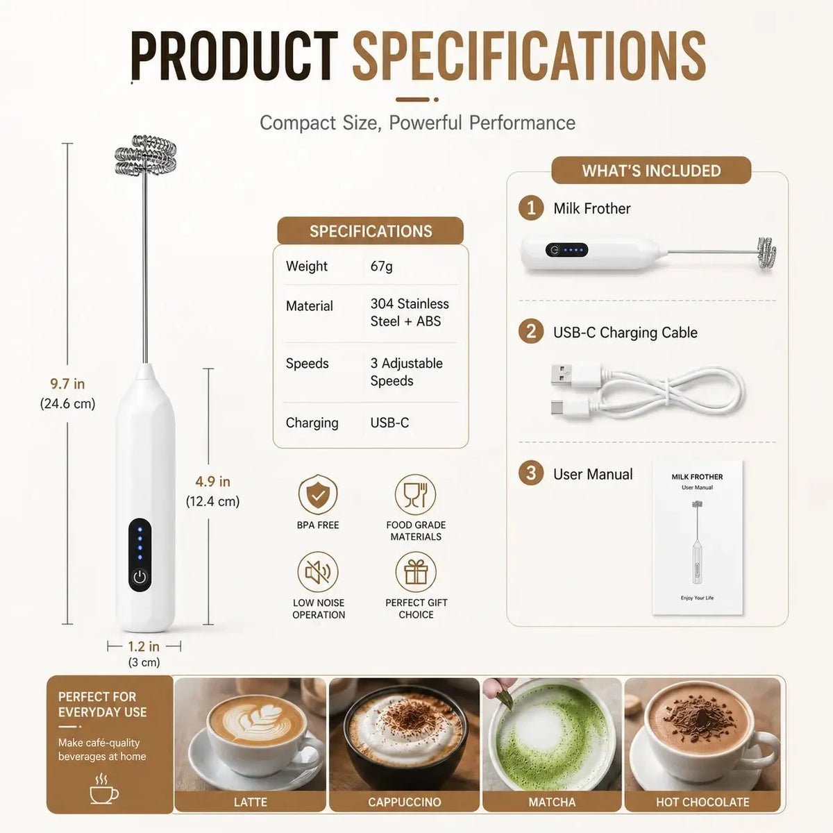 Purpose-Built Electric Milk Frother Handheld for Everyday Use
